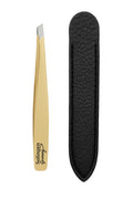 Made in Solingen, Germany - Apexay Professional Slant Tip Tweezers – Premium German Steel, Ultra Precision Grip, Salon Quality for Eyebrow and Fine Hair Removal (Gold)