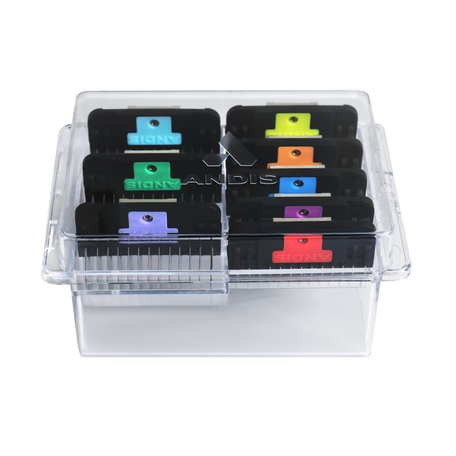 Andis 561475 Premium Clip Animal Comb Set – Built with Plastic, Includes 8 Color Coded Combs of Different Sizes, Attach Comb, All Coat Types, Multicolor