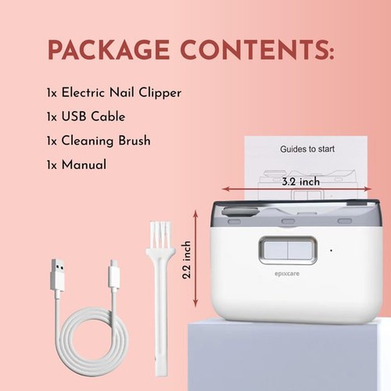 Electric Automatic Nail Clipper Trimmer - Rechargeable Fingernail Grinder Cutter 2-in-1 for Baby, Adults & Seniors – Heavy-Duty Manicure Polisher with Safety LED for Trimming & Polishing Nails