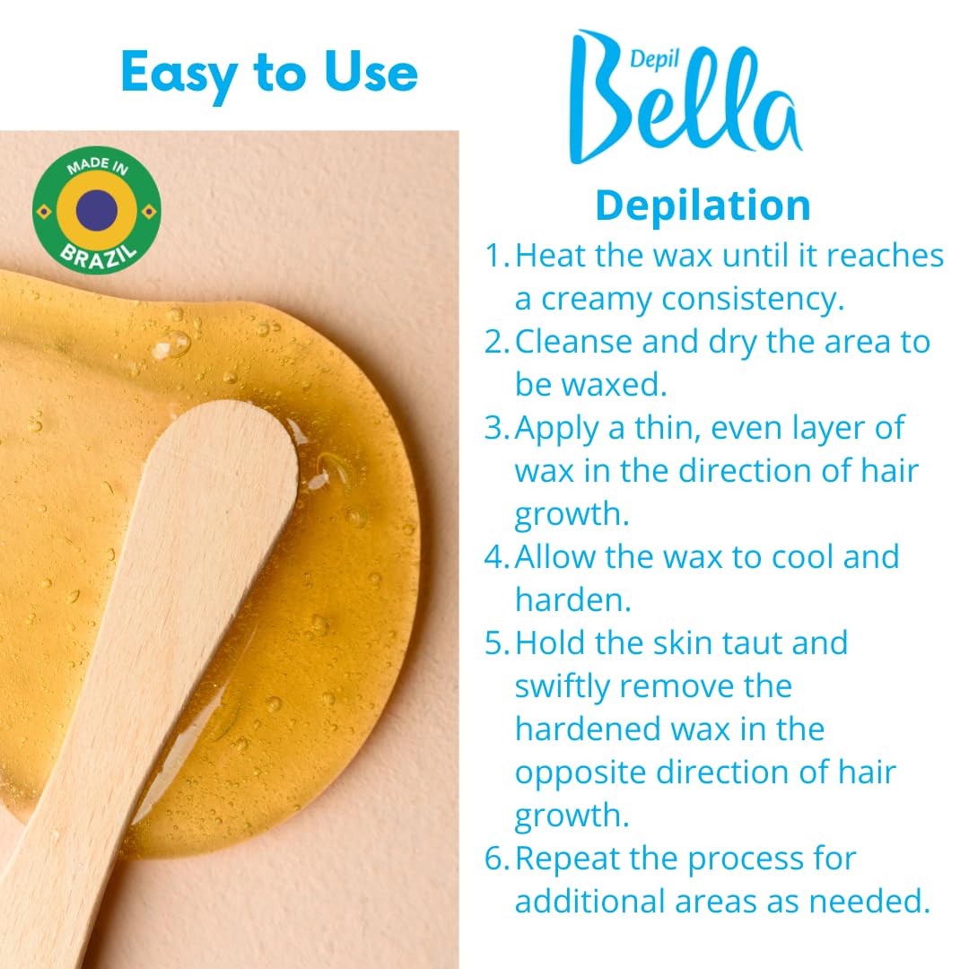 Depil Bella Brazilian Hard Wax Beads, Honey & Propolis – Professional Hair Removal for Coarse Hair – Face, Bikini, Brazilian, Legs, Underarms – Sensitive Skin, Stripless, 2.2 lbs (35.2oz) (3 PACK)