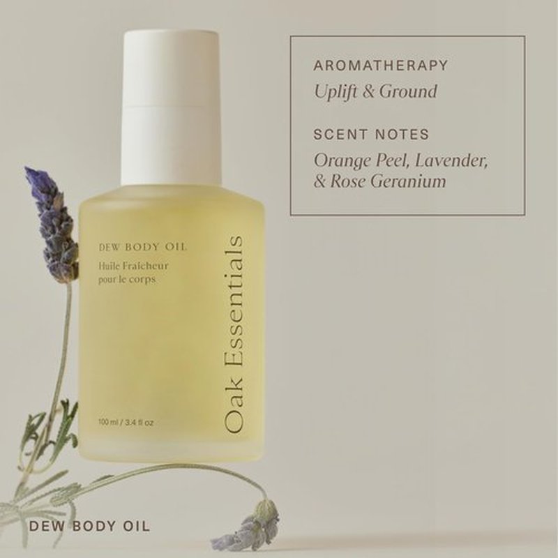 Oak Essentials Dew Body Oil | Nourishing Daily Body Oil for Radiant, Supple Skin with Borage Seed Oil, Cedarwood, and Sweet Almond Oil, 3.4 Fl Oz