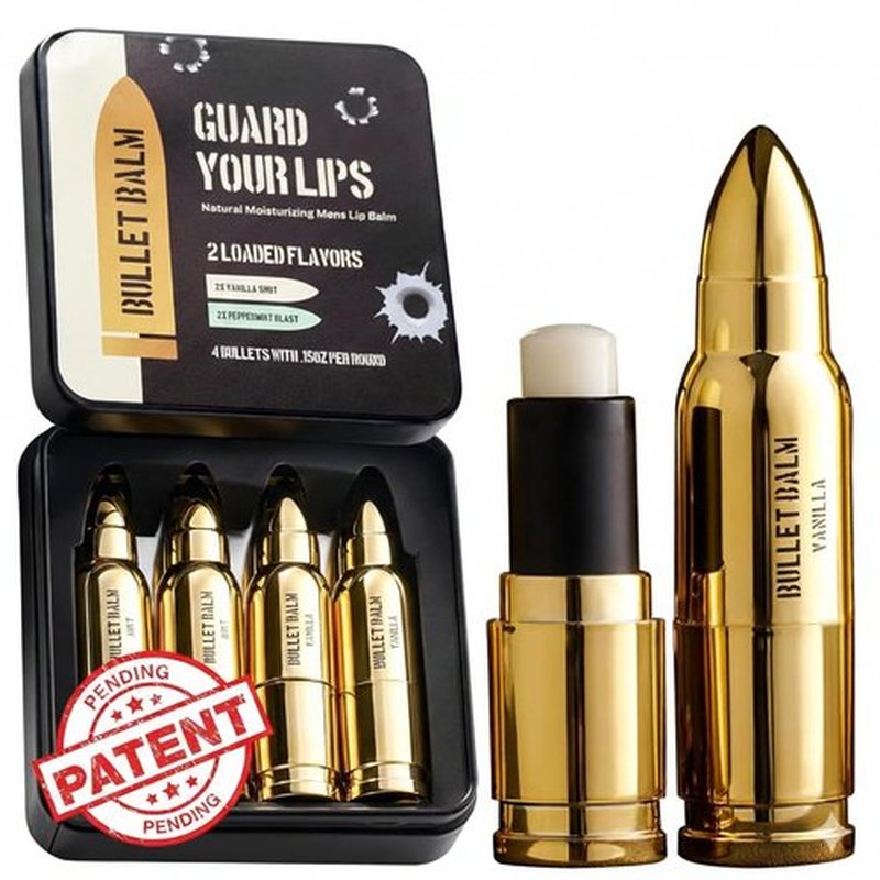 Bullet Lip Balm for Men (Vanilla & Peppermint) – Cool Gifts for Gun Owners, Unique Gifts for Men, Tactical Gifts for Dad, All-Natural Moisturizing Lip Care