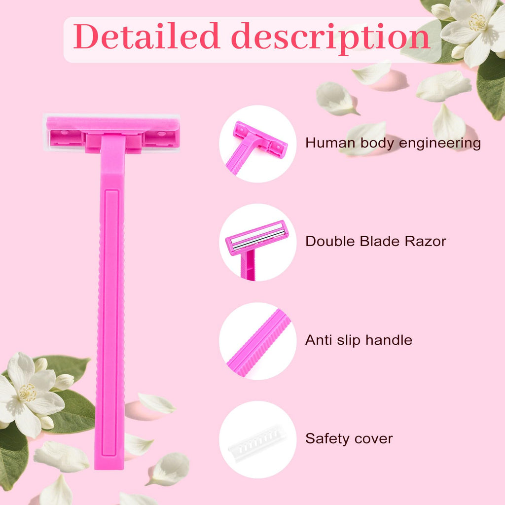200 Set Women's Disposable Razors Individually Wrapped and Womens Shaving Cream Bulk Travel,Twin Blade,Disposable Razors Women Bulk with Clear Safety Cap Care Dry Skin 0.53oz Shave Gel for Travel