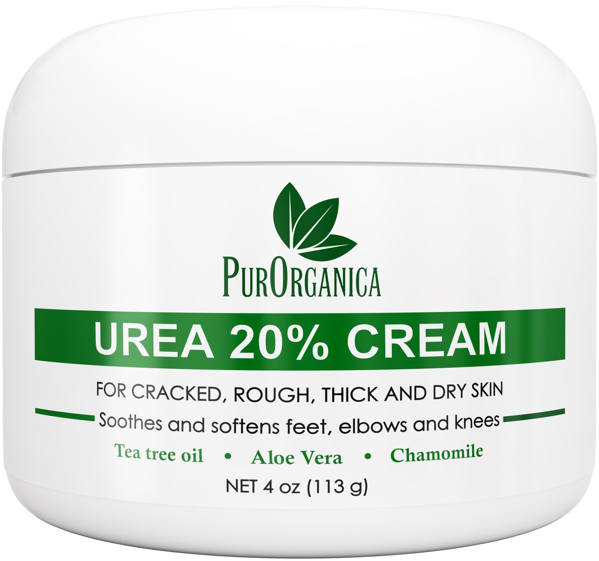 PurOrganica Urea Cream 20% – Made in USA, Maximum Strength Foot Cream for Dry, Cracked Heels, Corns, Calluses & Rough Feet, Exfoliating Moisturizer