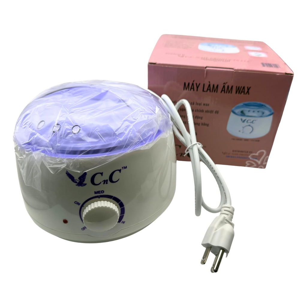 CnC Professional Depilatory Wax Warmer, White and Purple, Electric Hair Removal Heater with Adjustable Temperature Control, 360° Heating Coil, Break Resistant Lid