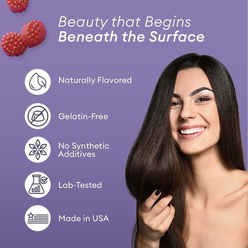 Skiennix Hair Skin and Nails Vitamins - Extra Strength 6000mcg Biotin Gummies with Marine Collagen | 60ct Passion Fruit for Healthy Hair, Skin & Nails