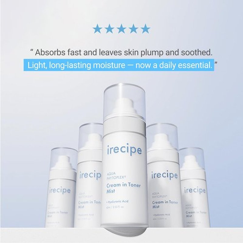 IRECIPE Aqua Phytoplex Cream in Toner Mist Long Lasting Deep Hydration, All-in-One Facial Mist for All Skin Type Unscented Clean Beauty, Vegan, Cruelty Free, Korean Skincare (60ml / 2.02 oz)
