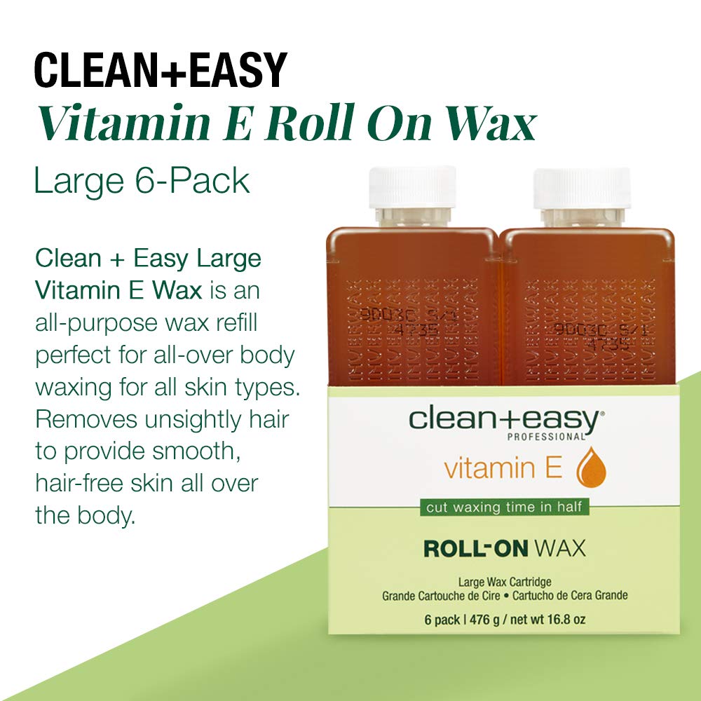 Clean + Easy Vit E Roll-On Wax 6-pack Large Vitamin E, Net Wt. 16.8 oz