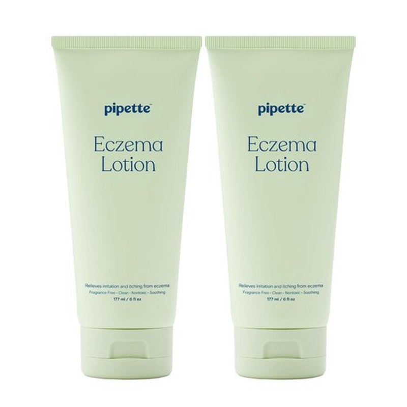 Pipette Baby Eczema Lotion Duo, Pack of 2, Fragrance Free Eczema Cream and Moisturizer, Lotion for Newborn, Sensitive Skin, and Kids, Baby Care Products, Non-Toxic and Hypoallergenic