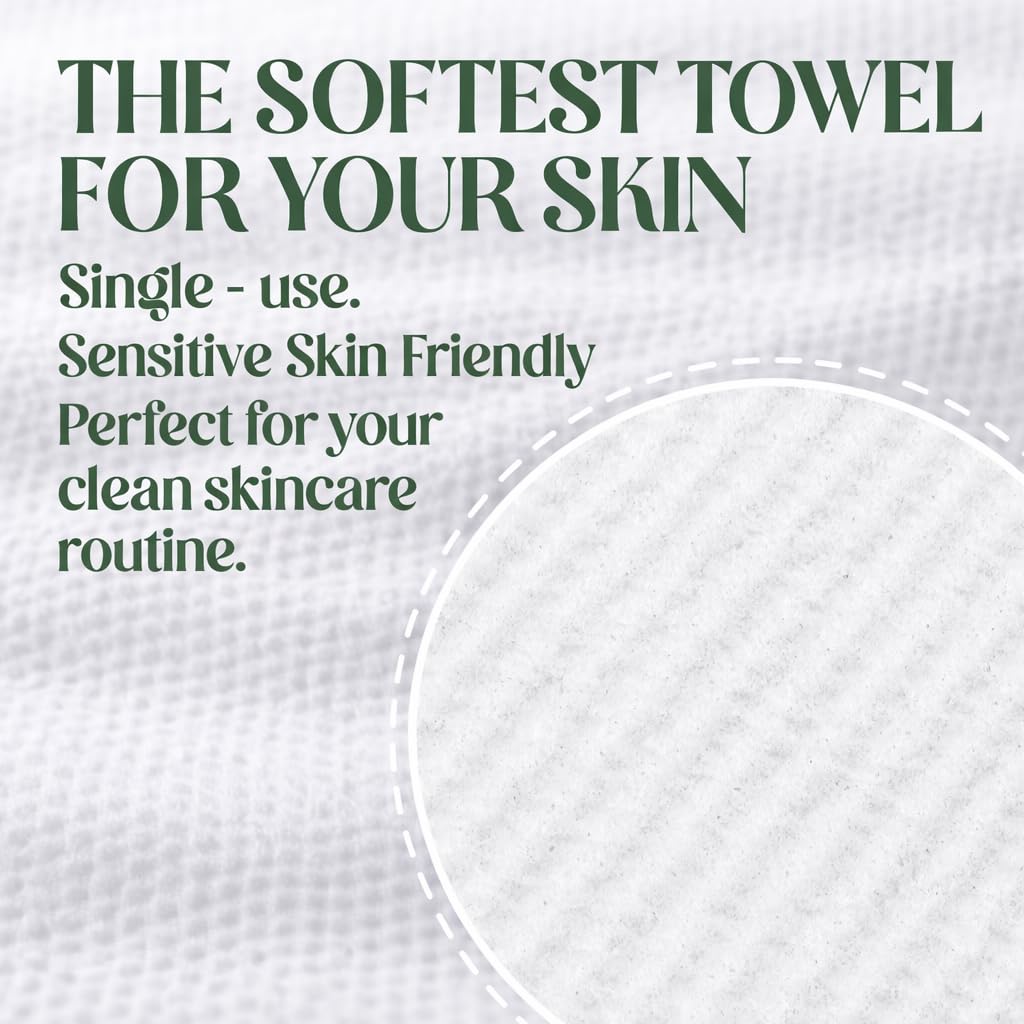 SoftBloom Disposable Face Towels XL – 50 Count Biodegradable Viscose Clean Towels for Face | Ultra Soft Single-Use Facial Towels | Sensitive & Acne-Prone Skin | Skincare, Cleansing & Makeup Removal