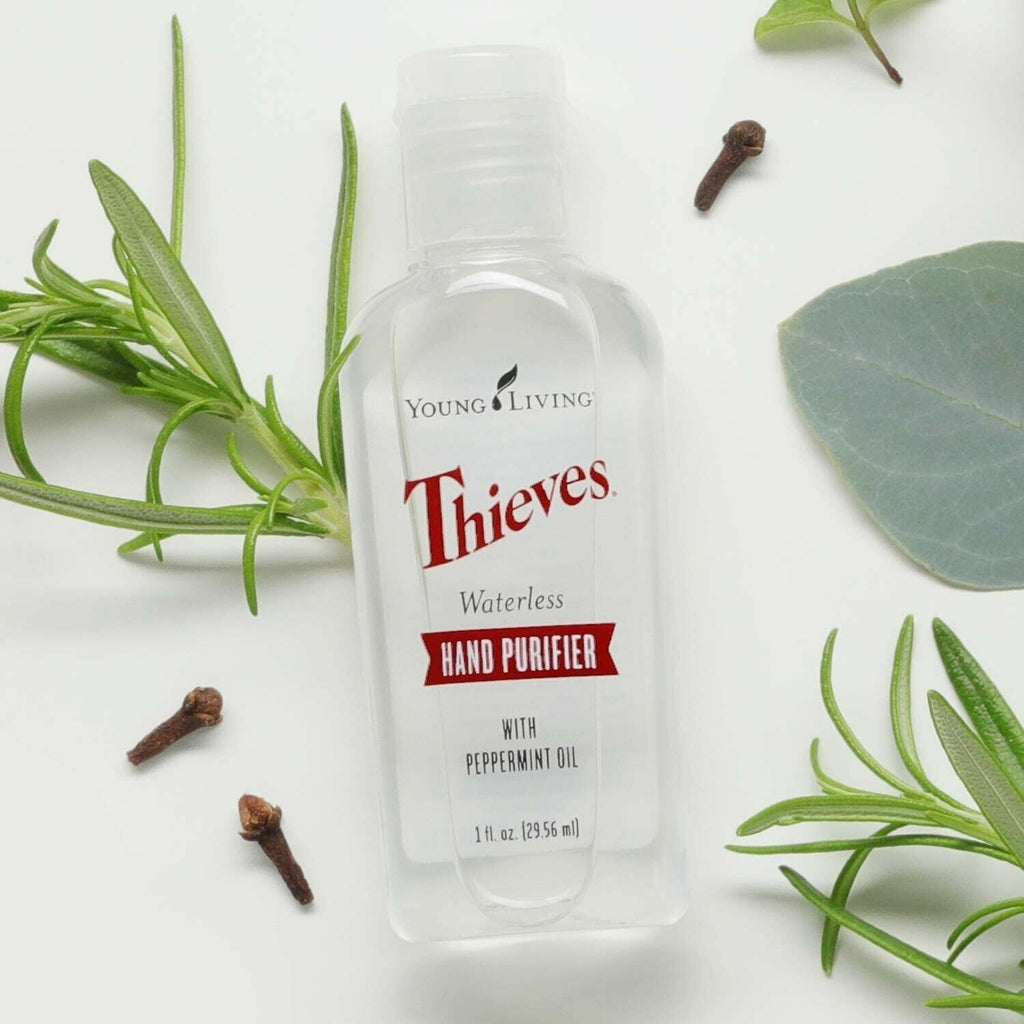 Young Living Thieves Waterless Hand Purifier with Peppermint Oil - Effective cleanser for the Whole Family - Promotes Good Hygiene with Soft Hands - 1oz x 6 Pack