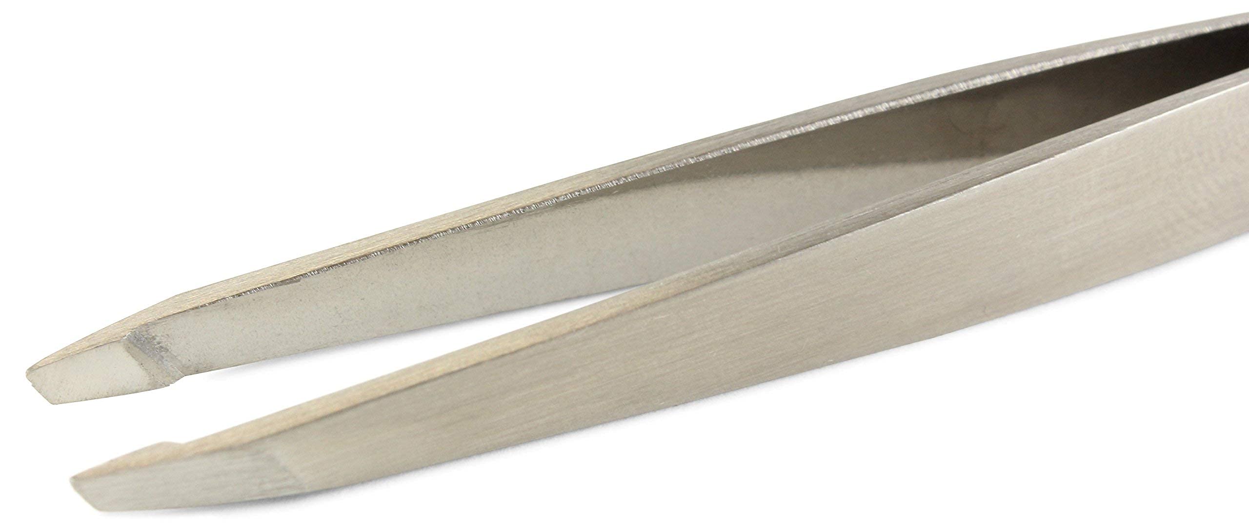 Seki Edge Black Stainless Steel Slant Tweezer (SS-500) Precision Tweezers For Ingrown Hair, Eyebrow, & Splinters - For Personal & Professional Use
