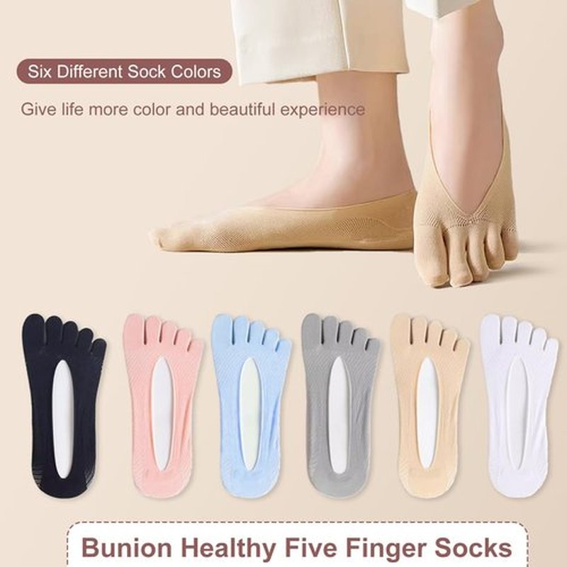 MoHern 6 Pairs Toe Socks for Bunions, Low Cut Sockalign USA Toe Socks for Women, Five Finger Bunion Socks for Women