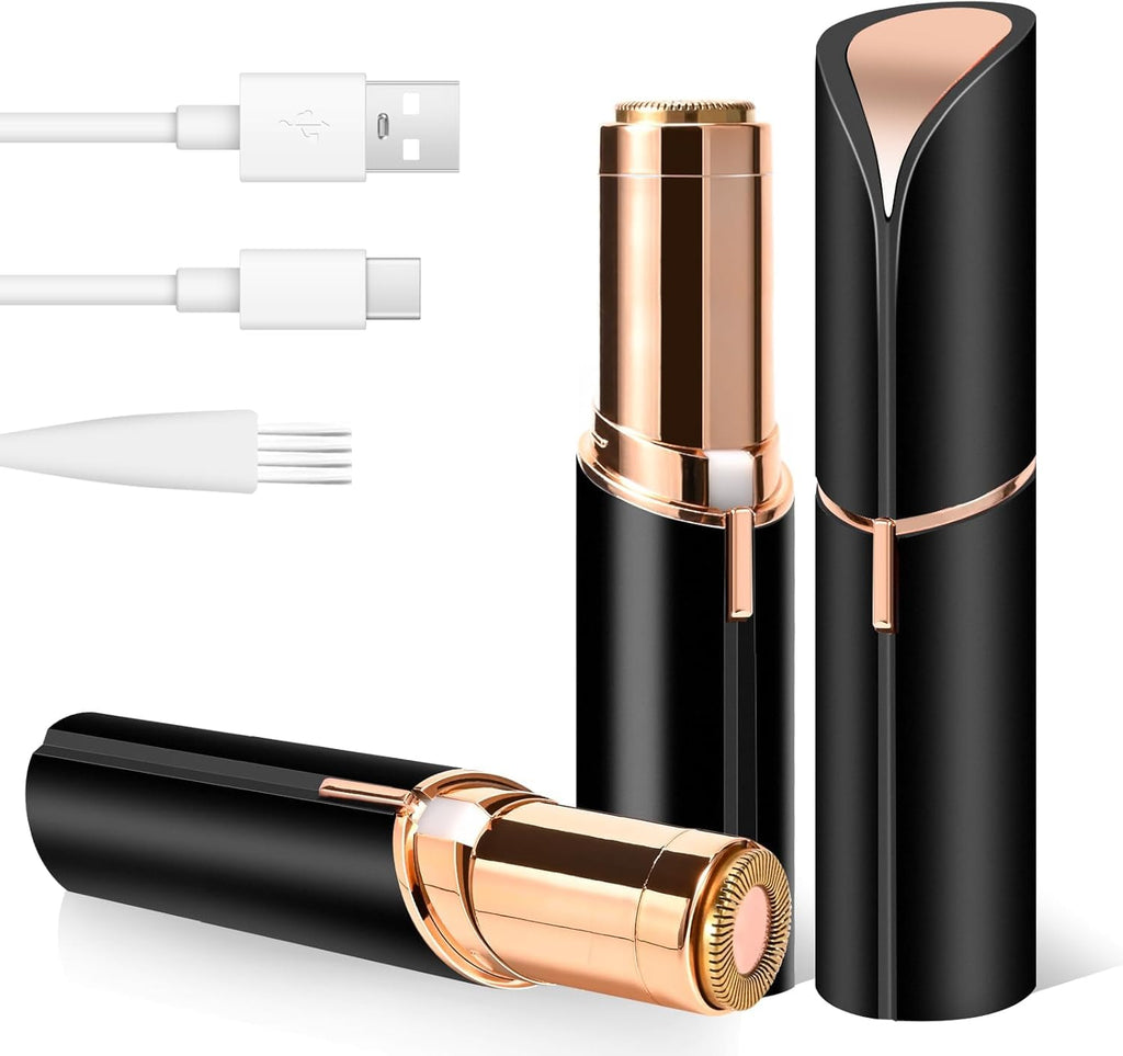 Portable Painless Electric Facial Hair Remover for Women – Waterproof Eyebrow Trimmer, Compact & Travel-Friendly (Black)
