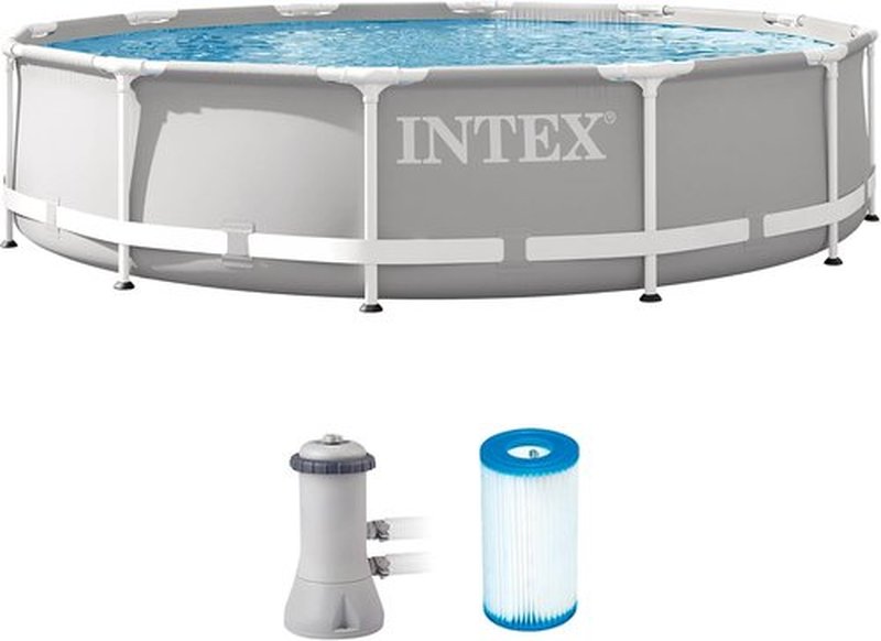 Intex Prism Frame Above Ground Swimming Pool Set - 12ft x 30in | Includes 530 GPH Filter Pump, Puncture Resistant, Rust Resistant, 1718 Gallon Capacity