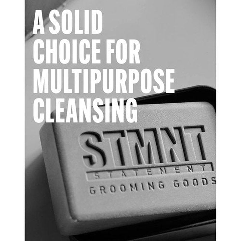 STMNT Grooming Goods Hair & Body Cleansing Bar - 4.4 oz | Sulfate-Free Moisturizing Formula with Activated Charcoal | Travel-Friendly