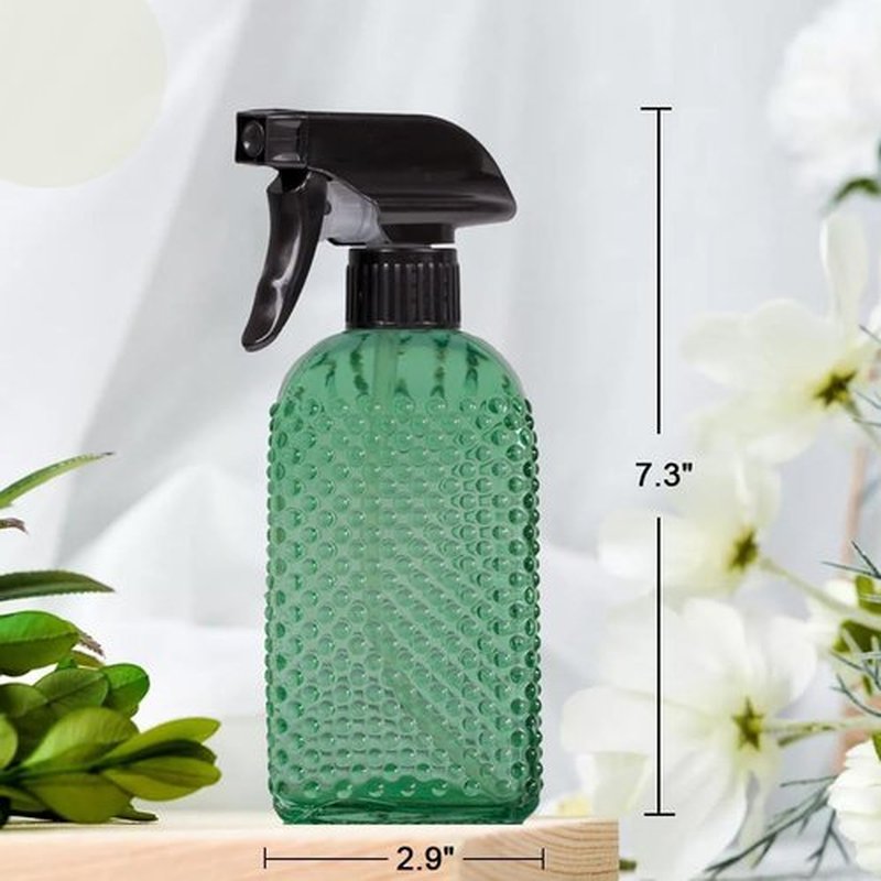 Plant Mister Glass Spray Bottle - 13oz Reusable Green with Adjustable Nozzle for Indoor Plants & Gardening