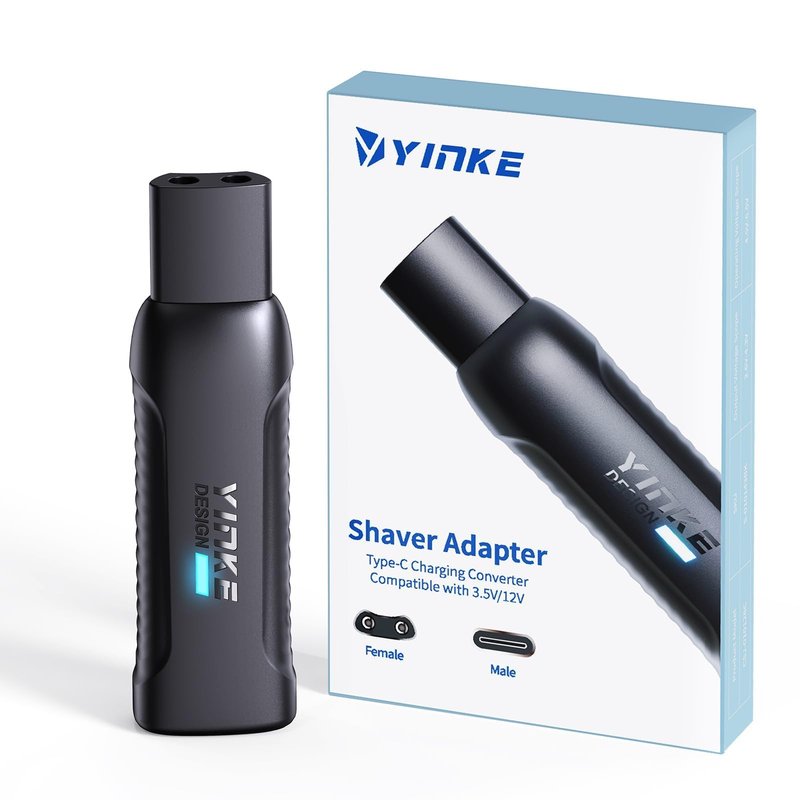 12V/3.5V Mini Type-C Shaver Charger Adapter for Braun 1/3/5/6/7/9/XT5 Series Electric Shaver, Portable USB-C Razor Charger Adapter Replacement