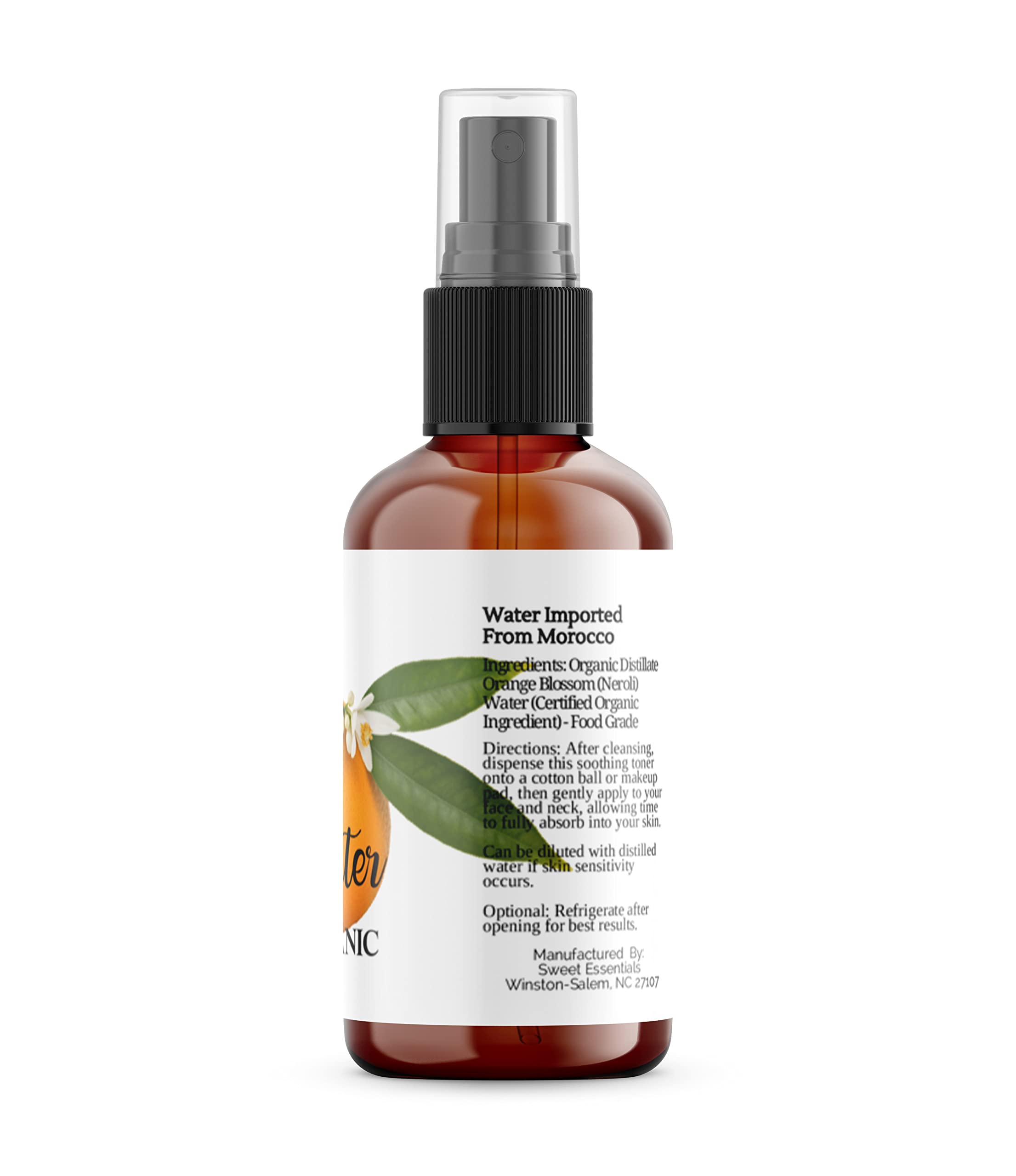 Premium Organic Moroccan Orange Blossom (Neroli) Water | 4oz Spray Imported from Morocco | Food Grade | Packed with Natural Antioxidants. Perfect for Hydrating & Rejuvenating Your Face & Neck