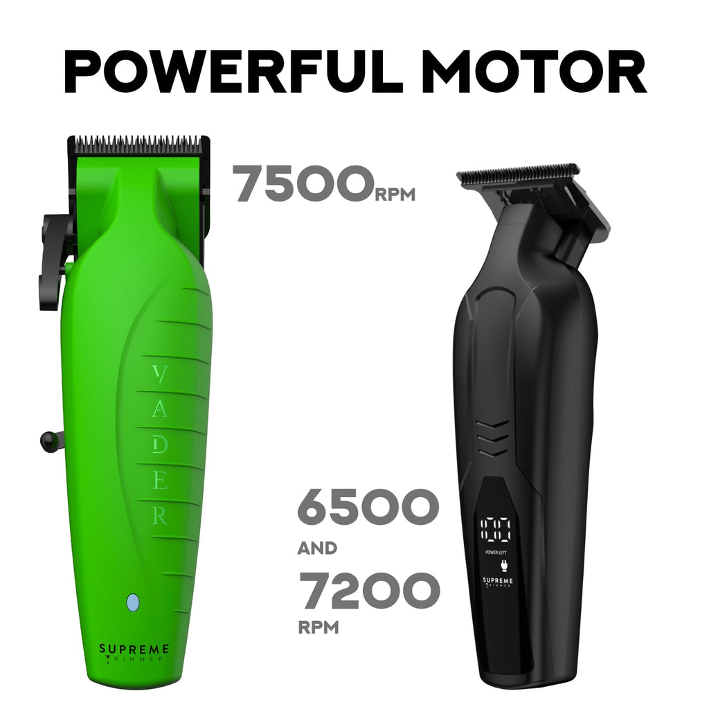 Supreme Trimmer 2-in-1 Vader Clipper & Trimmer Kit | Cordless Beard Trimmer & Mens Clippers Set for Barbers or Home | with DLC Coated Blades | Acid