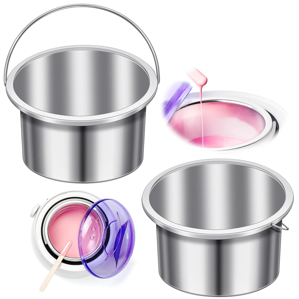 BBTO 1 Pcs Wax Pot Wax Melt Warmer Replacement Inner Pot Liner 14oz Metal Tin 4'' Portable Hair Removal Waxing Bowl Container for 500 ml Hair Removal Machine