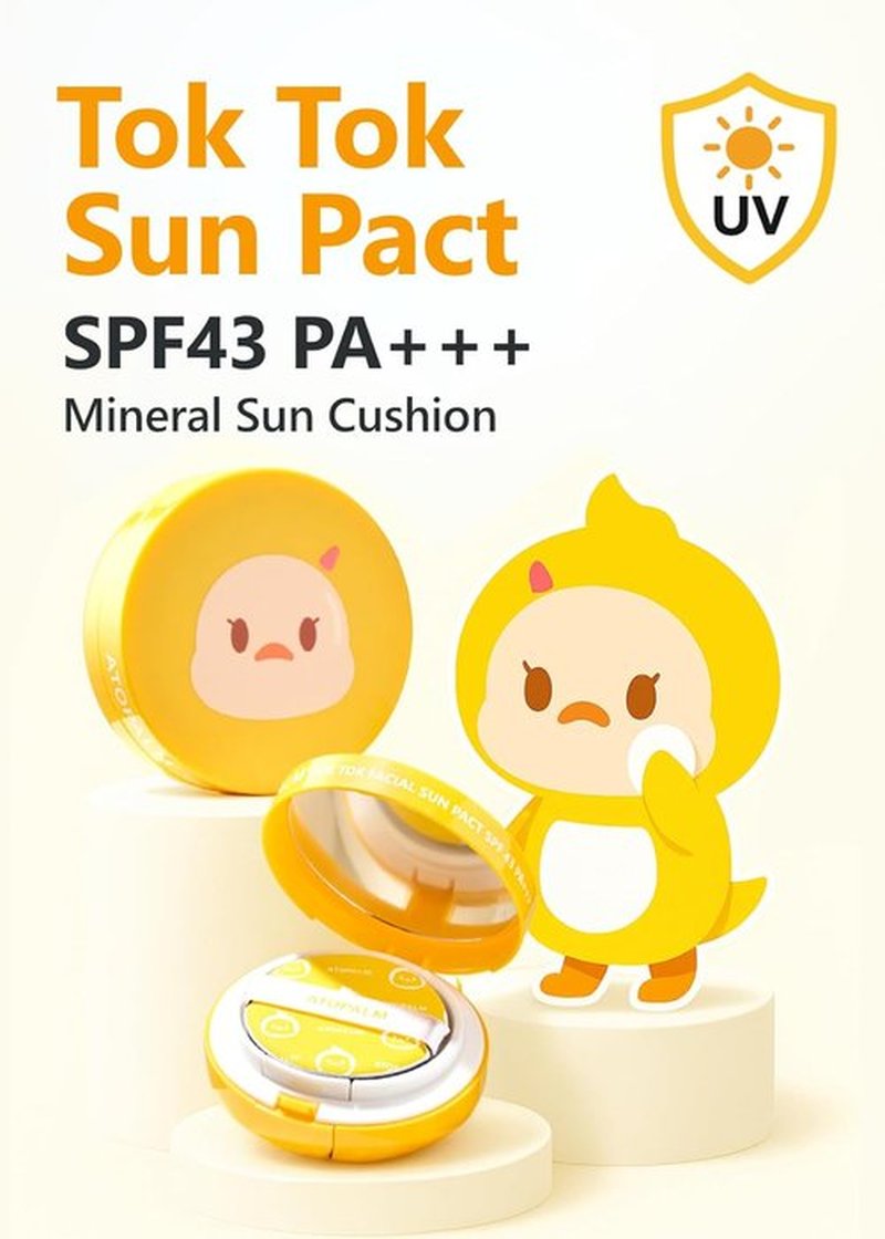 ATOPALM | Tok Tok Facial Sun Pact | SPF43 PA+++ Sunscreen Cushion for Dry, Sensitive Skin | 15g