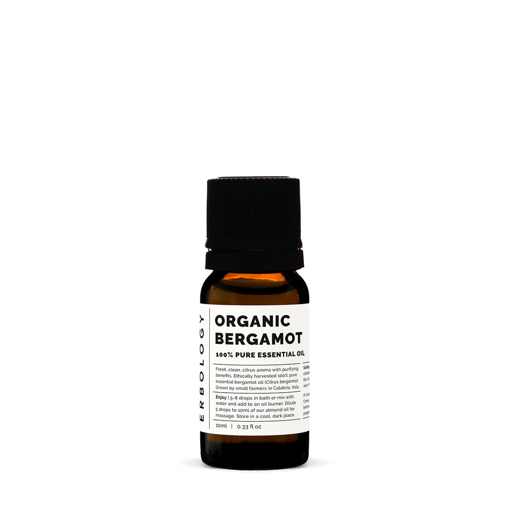 Erbology Organic Pure Bergamot Essential Oil 0.34 fl oz - Cleansing & Uplifting - Small Batch - Sustainably Sourced Straight from Farm in Italy