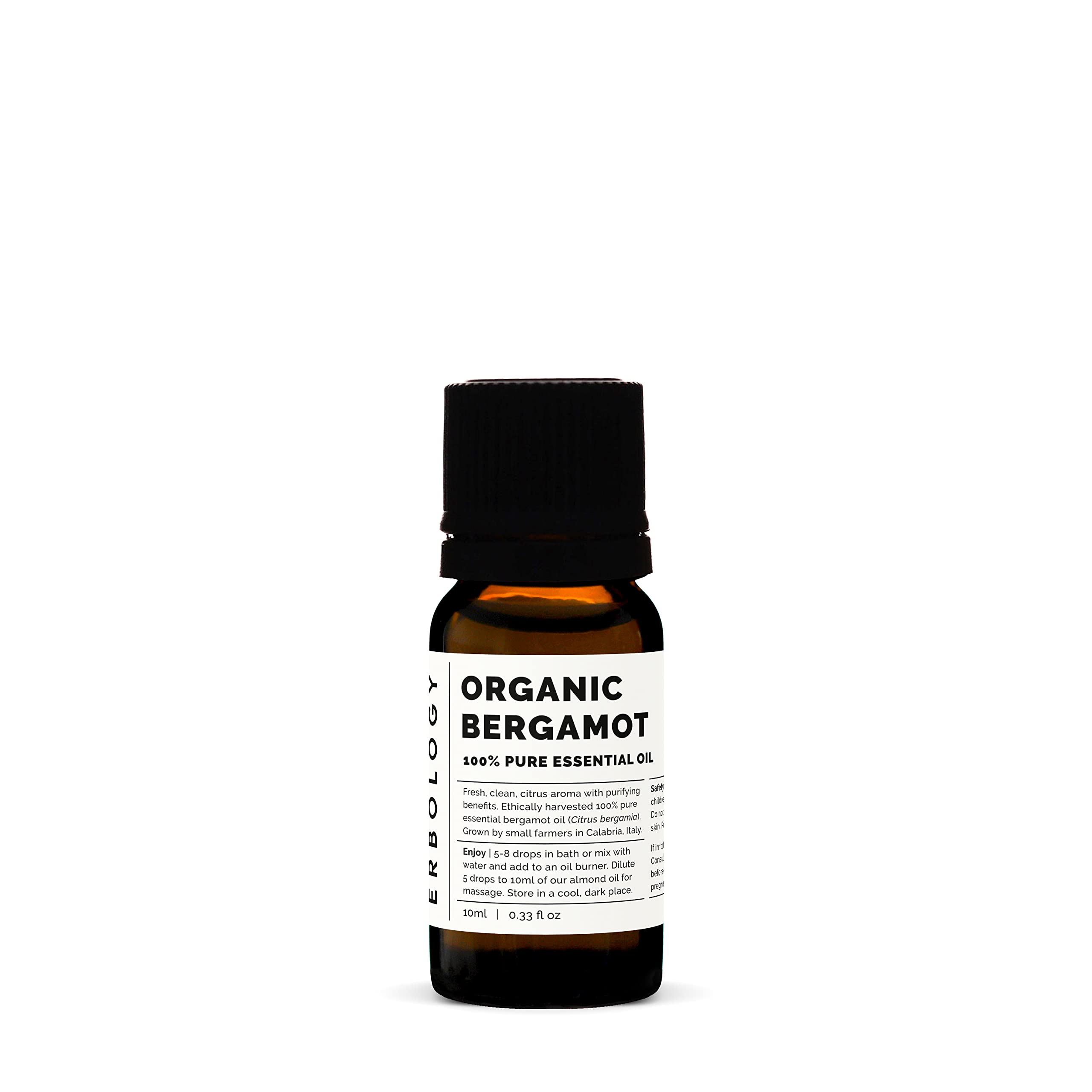Erbology Organic Pure Bergamot Essential Oil 0.34 fl oz - Cleansing & Uplifting - Small Batch - Sustainably Sourced Straight from Farm in Italy