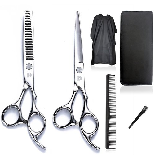 Hair Cutting Scissors and Thinning Scissors Kit,6.5 inch Professional Salon Haircut Scissors Kit,Barber Hairdressing Shears Set,Hair Cutting Shears Texturizing Shears (Silver) (Silver)
