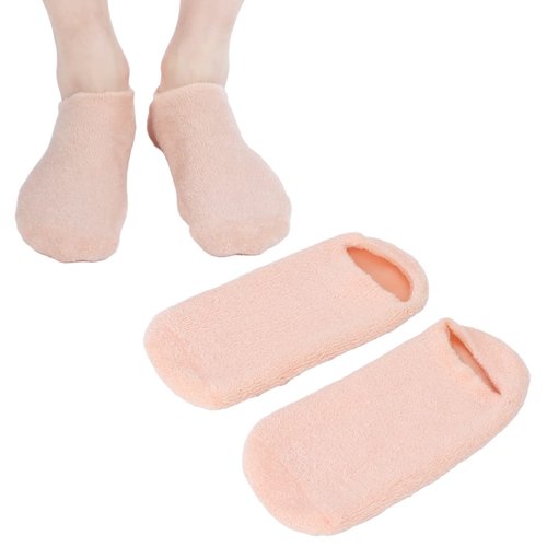 Brrnoo 2pcs Moisturizing Socks, Silicone Gel Socks for Women, Extra Soft Gel Socks for Dry Cracked Feet, Repairing Rough Skin, Essential Oil Gel Layer, 22 x 10cm / 8.7 x 3.9in