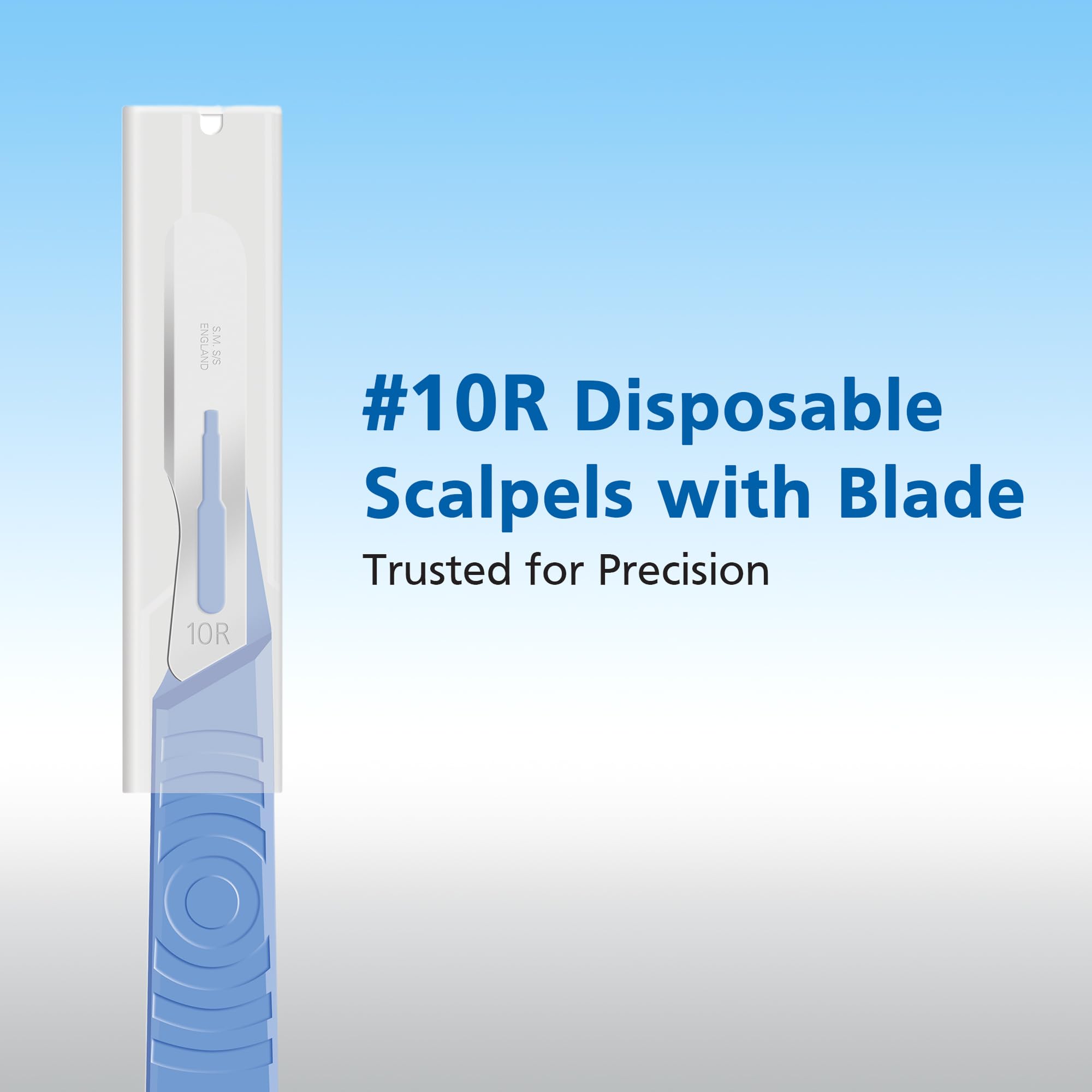 Swann Morton #10R Disposable Scalpel with Blade & Guard - Sterile Dermaplane Blade for Face, Dermaplaning for Women & Men, Stainless Steel, Esthetician Tools - Individually Packed, Box of 10