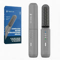 VIKICON Beard Straightener for Men, 2-in-1 Cordless Heated Hair & Beard Straightening Brush, Mini Anti-Scald Electric Comb w/3 Temp Setting, Fast Heating Compact Grooming Tool for Home & Travel, Gray
