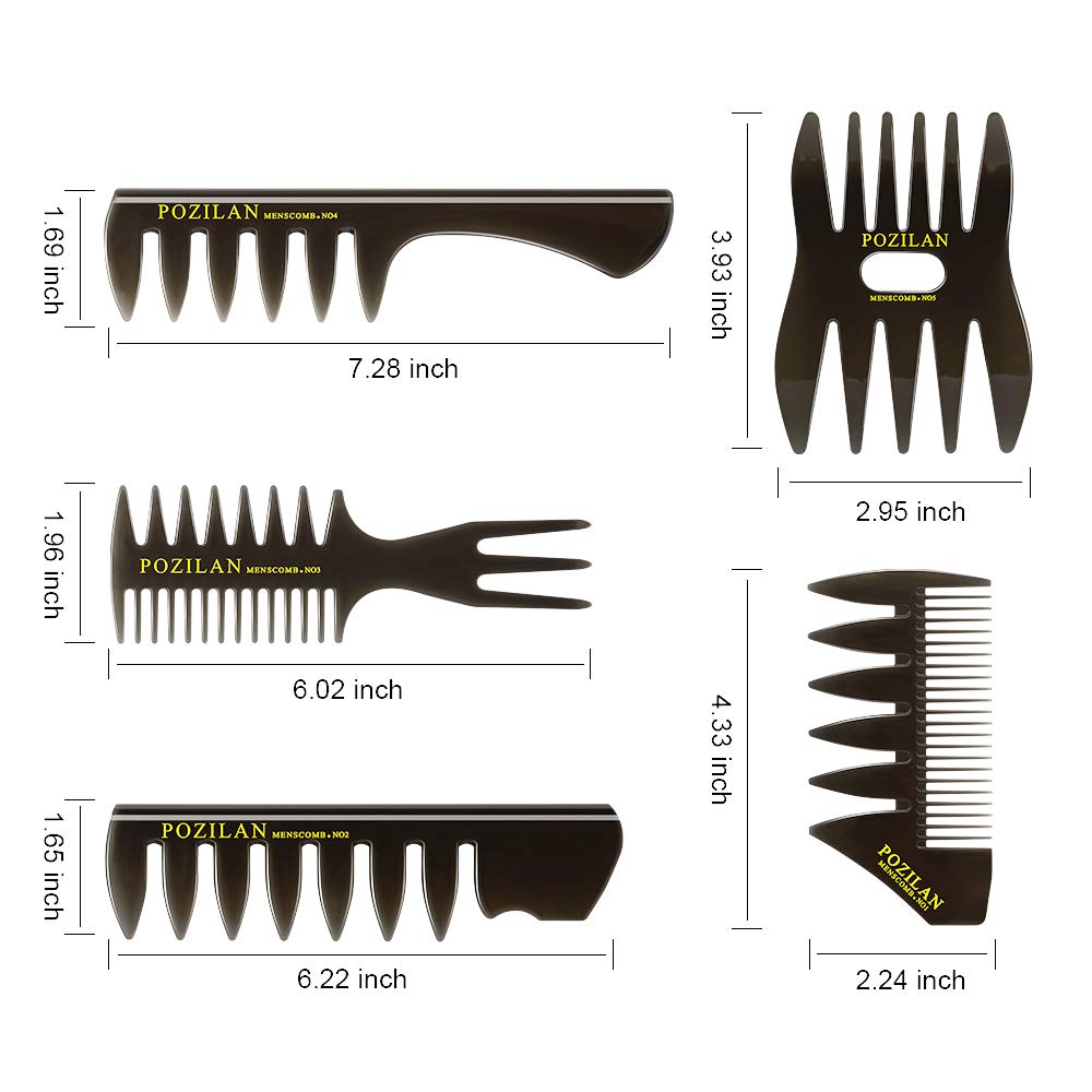 5 PCS Hair Comb Styling Set Barber Hairstylist Accessories - Professional Shaping & Teasing Wet Combs Tools with Packaging Bag, Anti Static Hair Brush for Men Boys
