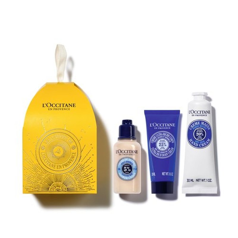 L'OCCITANE Shea Holiday Ornament Gift Set - Hydrating Travel Trio for Dry Skin | Moisturizing Cream & Soap
