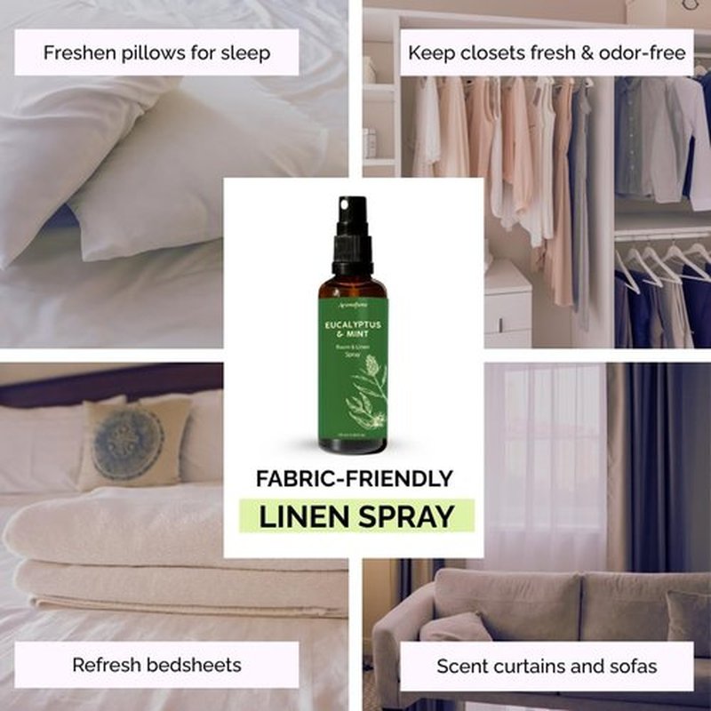 Aromafume Eucalyptus & Mint Room Spray - Aromatherapy Linen Mist with Pure Essential Oils | 100ml/3.38fl oz