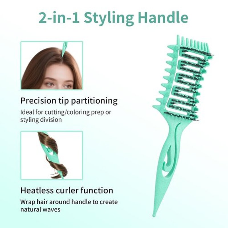 Skiennix Curl Defining Brush - Vented Curly Hair Brush for Detangling & Styling | Reduces Frizz (Green)