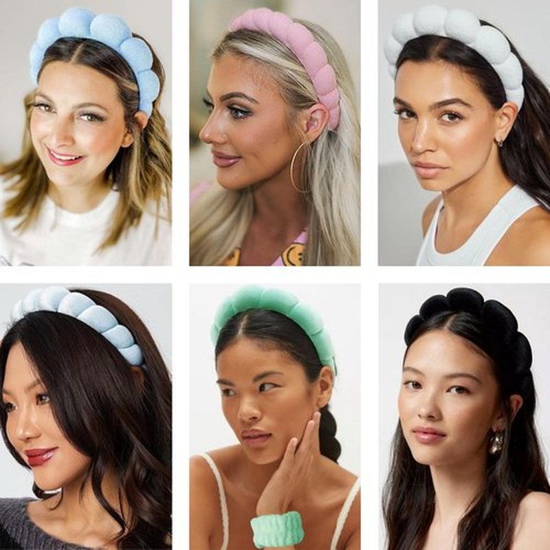 Tetizo Spa Headbands - Soft Terry Cloth Makeup & Skincare Wristband Set for Women | Non-Slip Design