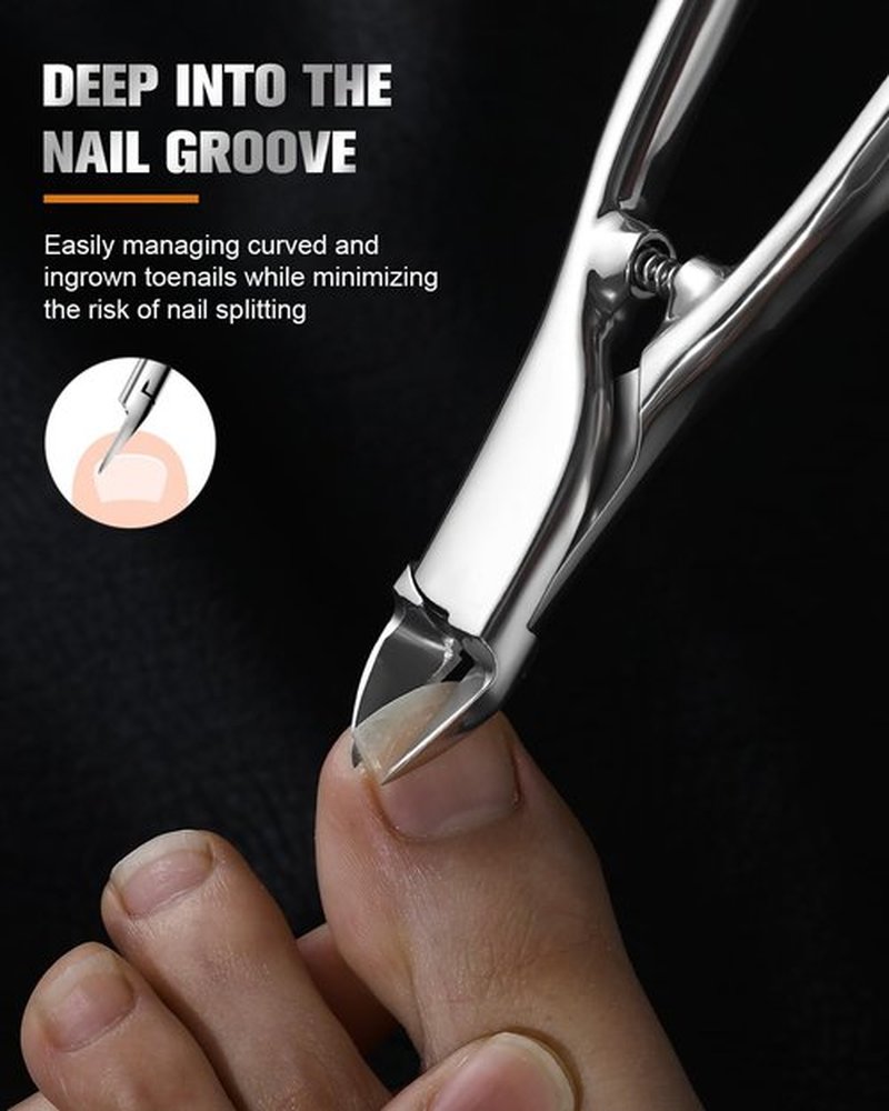 FERYES Podiatrist Straight Blade Toenail Clippers for Seniors - 4.4inch Stainless Steel Long Handle Toe Nail Clippers, Precision Trimming for Thick & Ingrown Nails