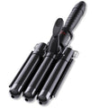 kuwa Three Barrel Curling Iron,Hair Crimper with LCD Temperature Display,1 Inch Crimper Hair Tool,Dual Voltage Hair Crimper,Beach Waver Curling Iron (Black)