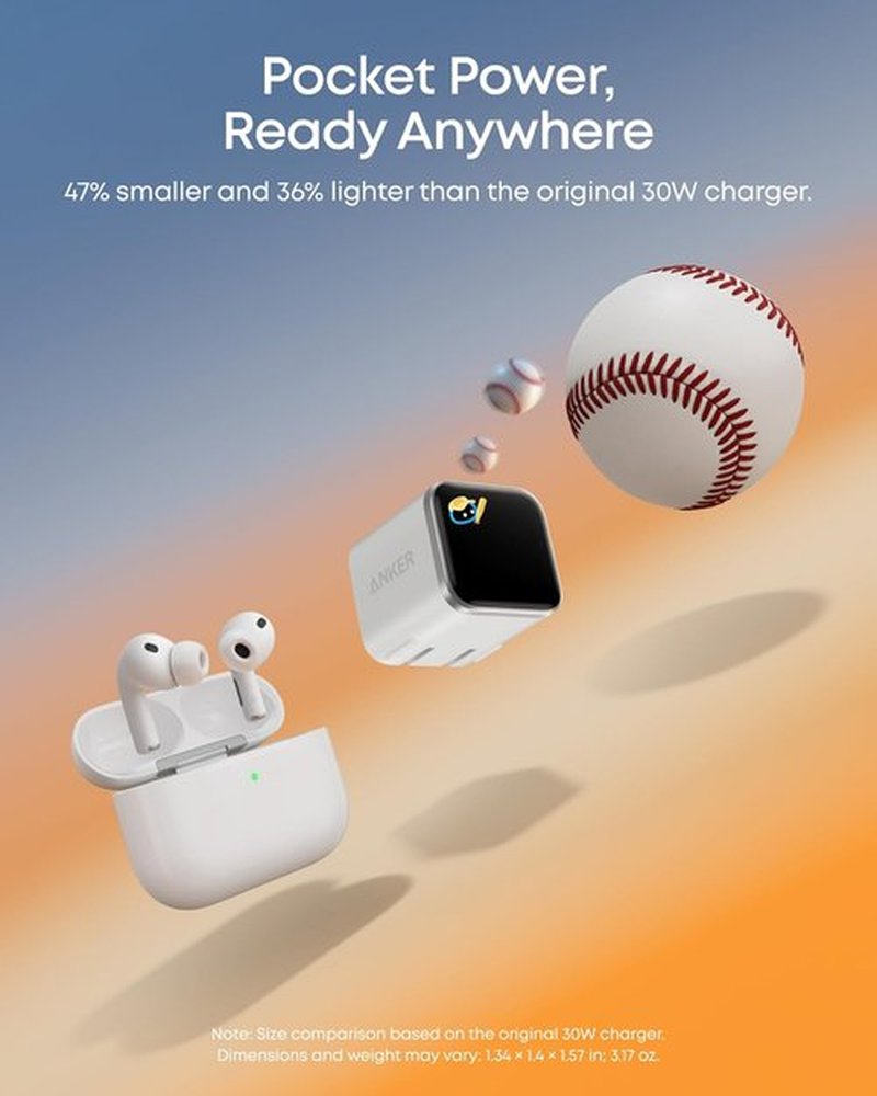 Anker 45W GaN Fast Charging USB-C Charger - 180° Foldable Plug & Smart Recognition for iPhone 17/16/15