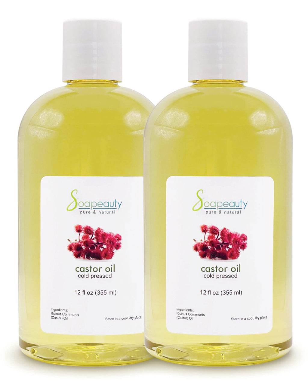 Soapeauty Cold Pressed Castor Oil |100% Pure Natural USP Grade Promotes Healthy Skin & Hair | Hexane Free | Thickens Eyebrows & Lengthens Eyelashes | 24 fl oz