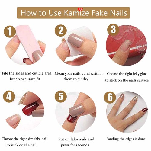 DANMANR Long Press on Nails Square French Fake Nails Full Cover Nude Acrylic False Nails for Women and Girls 24PCS (White Nude)