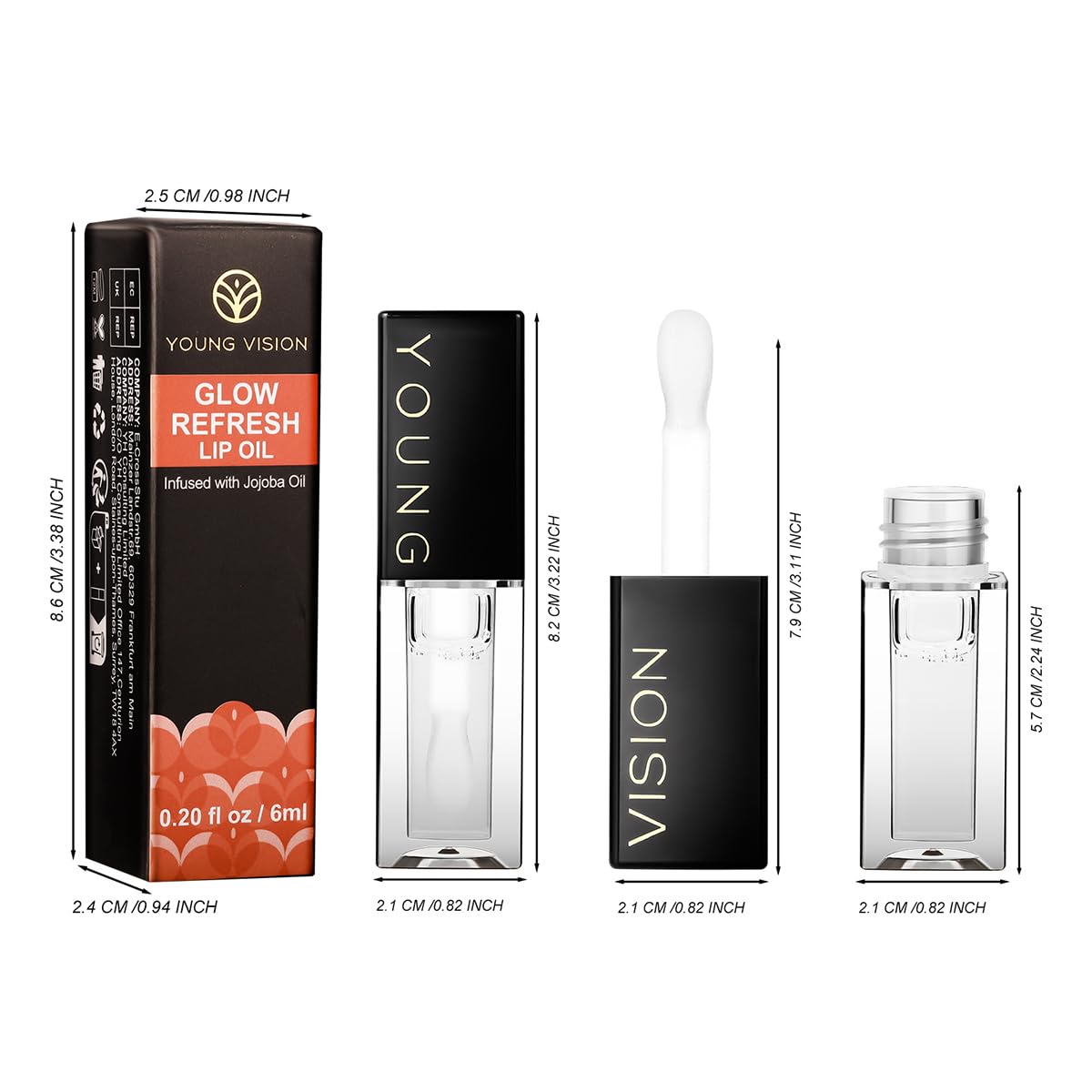 YOUNG VISION Lip Glow Oil, Lip Gloss with Jojoba Seed Oil, Moisturing and Plumping,0.20 fl oz(Pack of 1)