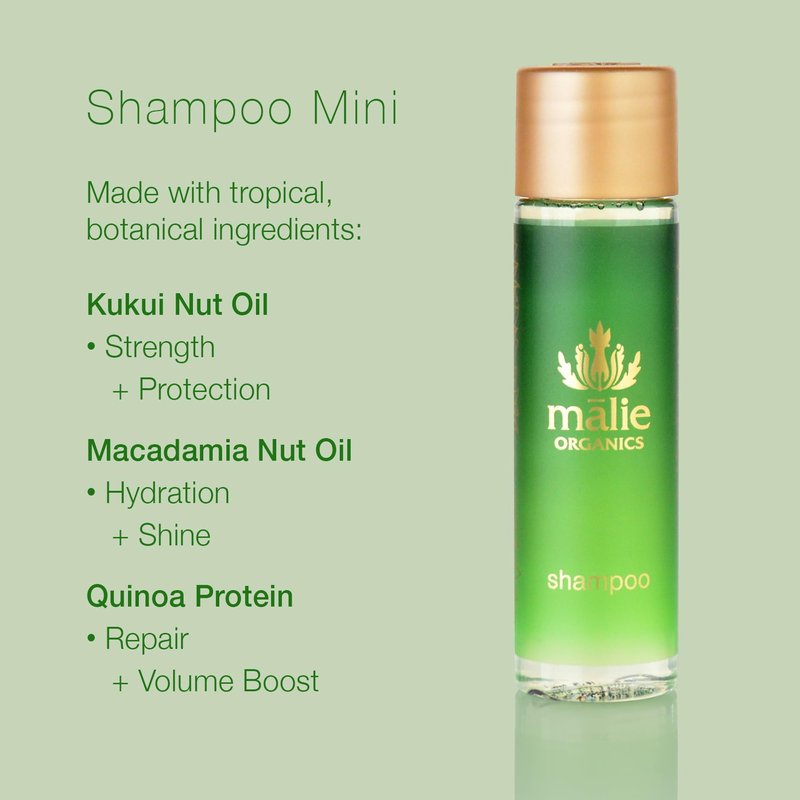 Mālie Organics Shampoo, Kōke‘e, 2.5 oz Travel Size, Daily Cleansing Shampoo for All Hair Types, Kukui Nut Oil + Macadamia Nut Oil, Vegan