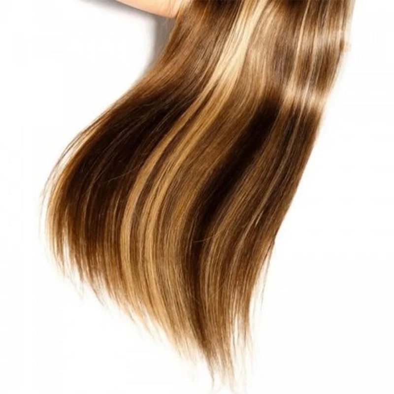 P427 Blonde Bundles Human Hair Straight Bundles 16 18 20 Inch Honey Blonde Human Hair Weave 3 Bundle Unprocessed Brazilian Virgin Hair Brown Straight Human Hair Extensions 50 Grams/Bundle