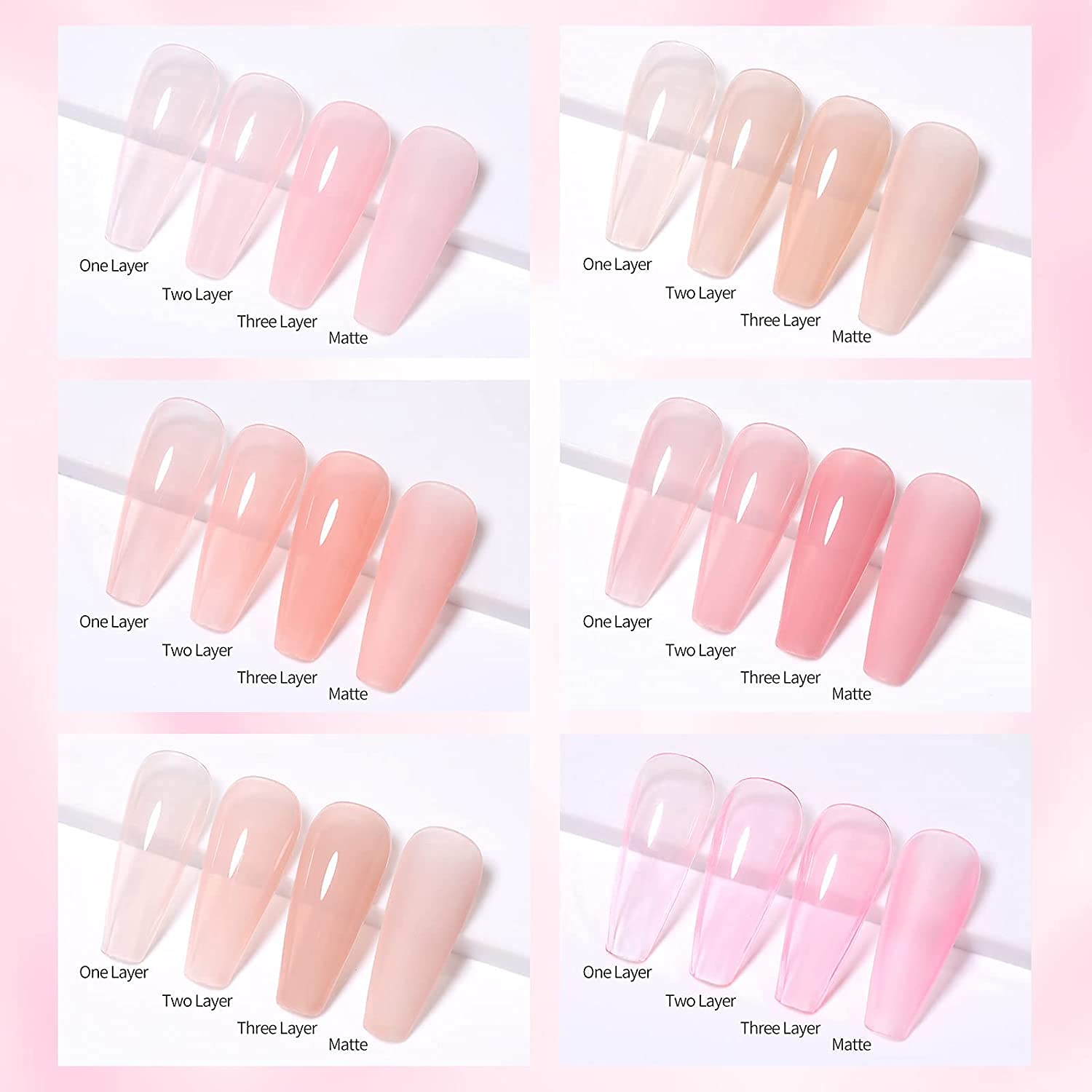 Vishine Nude Gel Polish Kit, Sheer Milky Pink Jelly Transparent Nail Polish UV LED Gel Nail Polish Varnish Nail Art DIY Saon 6Pcs 8ML
