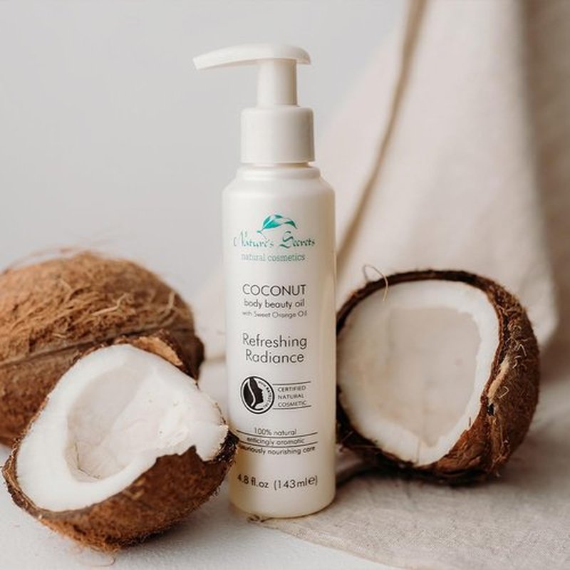 Nature's Secrets Organic Ceylon Coconut Body Oil - Nourishing Orange Oil for Dry Skin | 100% Natural & Non-Greasy