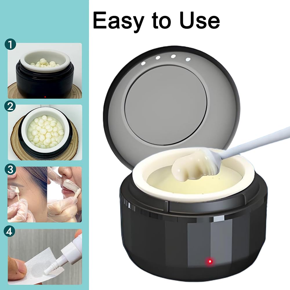 FONESO Men Nose Ear Hair Removal Wax Kit, Professional Home Wax Warmer with Silicone Bowl, 100g Wax Beads and 10 Applicator Sticks, Fast Heat Nose Wax Kit for Men & Women