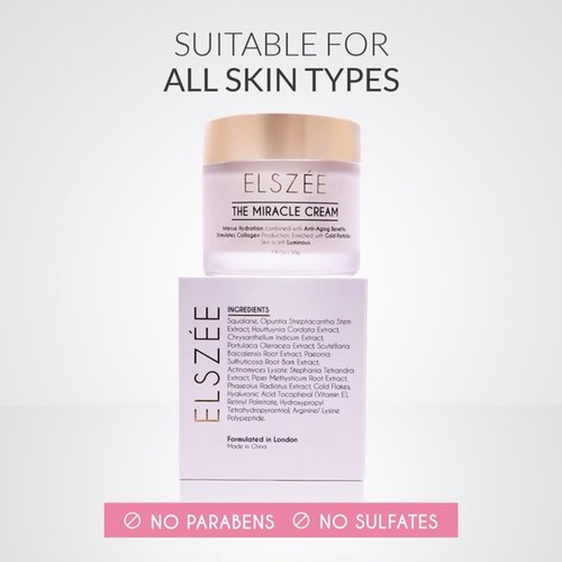 ELSZÉE The Miracle Cream - Anti-Aging Face & Neck Cream with Gold Particles | Intense Hydration & Wrinkle Repair | Plumping & Smoothing Formula for Luminous Skin | Luxury Skincare | 1.7 oz