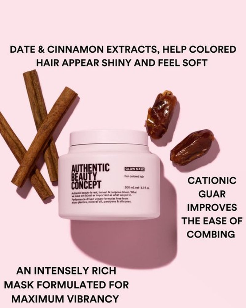 Authentic Beauty Concept Glow Mask - Nourishes Color Treated Hair | Enhances Softness & Shine | Vegan & Cruelty-Free
